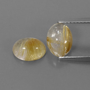 캐럿 천연 무색 골든 루틸 쿼츠 보석, 투명한, 8.2×6.4 mm, 투명/반투명