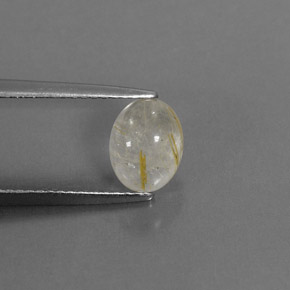 1.47캐럿 천연 무색 골든 루틸 쿼츠, 투명한, 7.9×6.2 mm, 투명/반투명