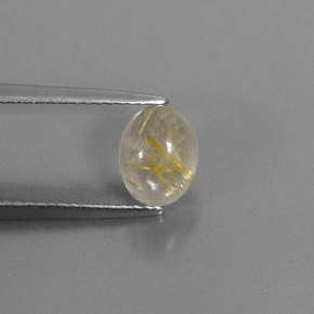 1.48캐럿 천연 무색 골든 루틸 쿼츠, 투명한, 7.9×6.2 mm, 투명/반투명