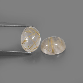 캐럿 천연 무색 골든 루틸 쿼츠 보석, 투명한, 8×6.3 mm, 투명/반투명