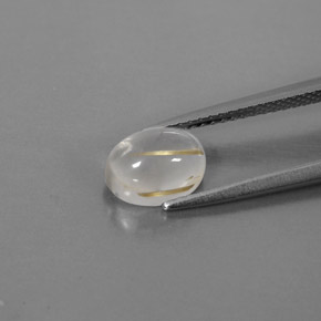 1.64캐럿 천연 무색 골든 루틸 쿼츠, 투명한, 8.3×6.2 mm, 투명/반투명
