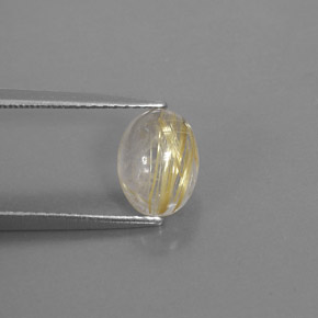 1.69캐럿 천연 무색 골든 루틸 쿼츠, 투명한, 8.5×6.4 mm, 투명/반투명