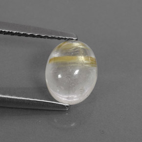 1.45캐럿 천연 무색 골든 루틸 쿼츠, 투명한, 7.7×6.1 mm, 투명/반투명