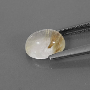 1.45캐럿 천연 무색 골든 루틸 쿼츠, 투명한, 7.7×6.1 mm, 투명/반투명