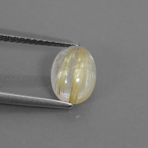 1.54캐럿 천연 무색 골든 루틸 쿼츠, 투명한, 8.4×6.2 mm, 투명/반투명