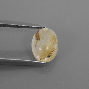 1.65캐럿 천연 무색 골든 루틸 쿼츠, 투명한, 8.3×6.3 mm, 투명/반투명
