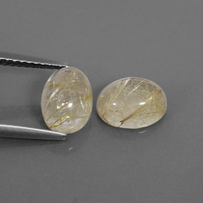 캐럿 천연 무색 골든 루틸 쿼츠 보석, 투명한, 8.2×6.5 mm, 투명/반투명