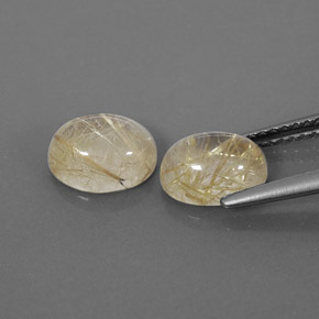 캐럿 천연 무색 골든 루틸 쿼츠 보석, 투명한, 8.2×6.5 mm, 투명/반투명