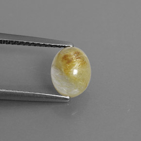 1.46캐럿 천연 무색 골든 루틸 쿼츠, 투명한, 7.8×6.2 mm, 투명/반투명