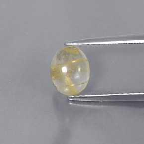 1.51캐럿 천연 무색 골든 루틸 쿼츠, 타원형 컷, 8.2×6.5 mm, 투명한