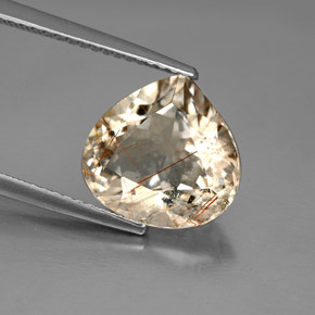 3.65캐럿 천연 무색 골든 루틸 쿼츠, 배 모양, 11.2×10.8 mm, 투명한