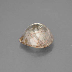 3.65캐럿 천연 무색 골든 루틸 쿼츠, 배 모양, 11.2×10.8 mm, 투명한