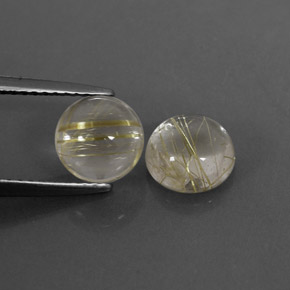 캐럿 천연 무색 골든 루틸 쿼츠 보석, 라운드 컷, 7.12 mm, 투명한