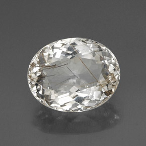 4.54캐럿 천연 무색 골든 루틸 쿼츠, 타원형 컷, 12.6×10.1 mm, 투명한