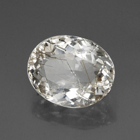 4.54캐럿 천연 무색 골든 루틸 쿼츠, 타원형 컷, 12.6×10.1 mm, 투명한