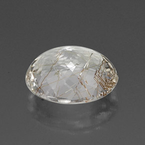 4.54캐럿 천연 무색 골든 루틸 쿼츠, 타원형 컷, 12.6×10.1 mm, 투명한