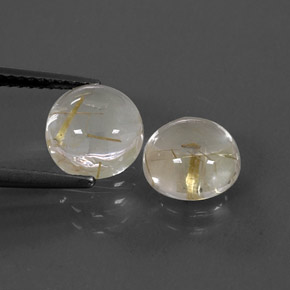 캐럿 천연 무색 골든 루틸 쿼츠 보석, 라운드 컷, 8.09 mm, 투명한