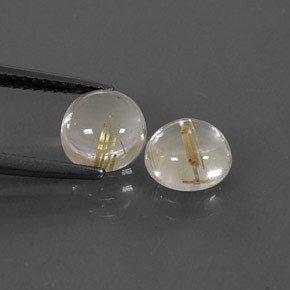 캐럿 천연 무색 골든 루틸 쿼츠 보석, 라운드 컷, 7.13 mm, 투명한