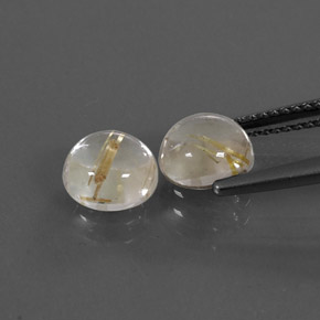 캐럿 천연 무색 골든 루틸 쿼츠 보석, 라운드 컷, 7.13 mm, 투명한