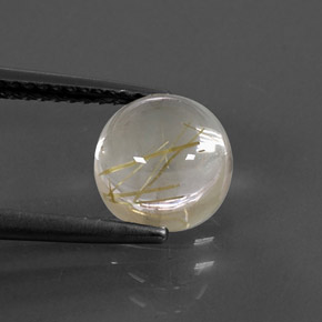 2.57캐럿 천연 무색 골든 루틸 쿼츠, 라운드 컷, 8.06 mm, 투명한