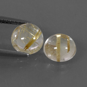 캐럿 천연 무색 골든 루틸 쿼츠 보석, 라운드 컷, 7.09 mm, 투명한