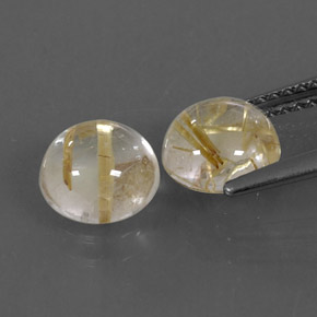 캐럿 천연 무색 골든 루틸 쿼츠 보석, 라운드 컷, 7.09 mm, 투명한