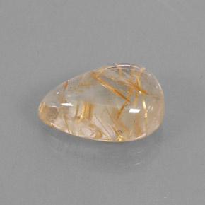 7.12캐럿 천연 무색 골든 루틸 쿼츠, 배 모양, 15.2×10.7 mm, 투명한