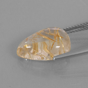 7.12캐럿 천연 무색 골든 루틸 쿼츠, 배 모양, 15.2×10.7 mm, 투명한