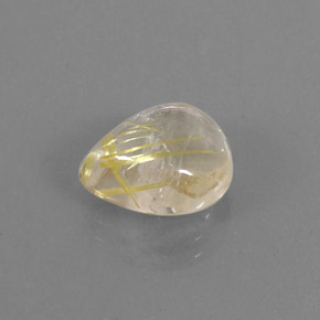 4.61캐럿 천연 무색 골든 루틸 쿼츠, 배 모양, 11.8×9.6 mm, 투명한