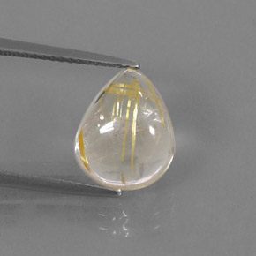4.61캐럿 천연 무색 골든 루틸 쿼츠, 배 모양, 11.8×9.6 mm, 투명한
