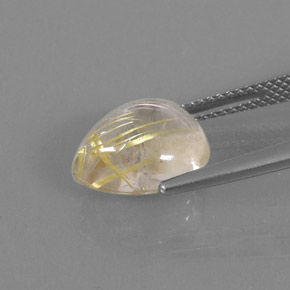 4.61캐럿 천연 무색 골든 루틸 쿼츠, 배 모양, 11.8×9.6 mm, 투명한