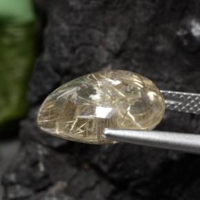 6.56캐럿 천연 라이트 옐로우 루틸 쿼츠, 배 모양, 13.6×11.2 mm, 투명한