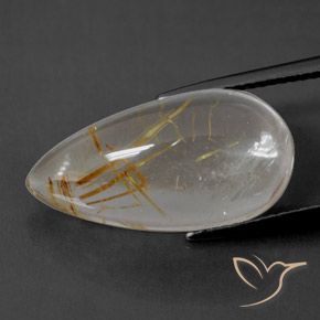 12.63ct 자연스러운 매우 밝은 황금빛 갈색 루틸 쿼츠, 배 모양, 투명한