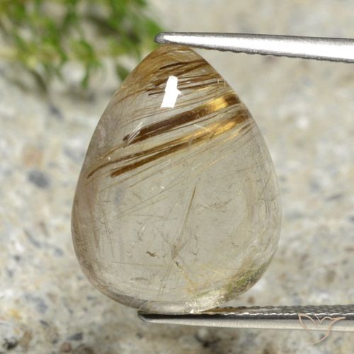 10.69ct 자연스러운 연노랑 루틸 쿼츠, 배 모양, 투명한