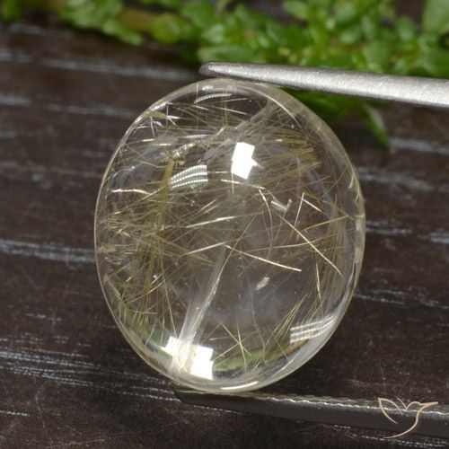 11.77캐럿 천연 매우 밝은 황금빛 갈색 루틸 쿼츠, 타원형 컷, 15.4×13.3 mm, 투명한