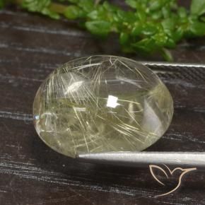 11.77캐럿 천연 매우 밝은 황금빛 갈색 루틸 쿼츠, 타원형 컷, 15.4×13.3 mm, 투명한