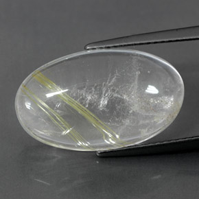 12.47캐럿 천연 무색 골든 루틸 쿼츠, 타원형 컷, 19.9×12 mm, 투명한