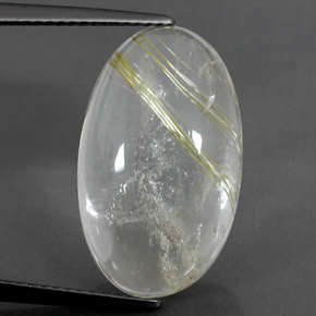 12.47캐럿 천연 무색 골든 루틸 쿼츠, 타원형 컷, 19.9×12 mm, 투명한