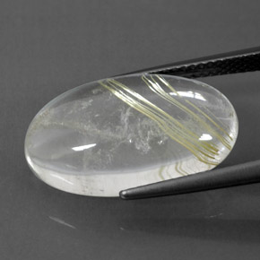 12.47캐럿 천연 무색 골든 루틸 쿼츠, 타원형 컷, 19.9×12 mm, 투명한