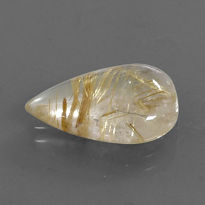 6.38캐럿 천연 무색 골든 루틸 쿼츠, 배 모양, 16.7×11.7 mm, 투명한