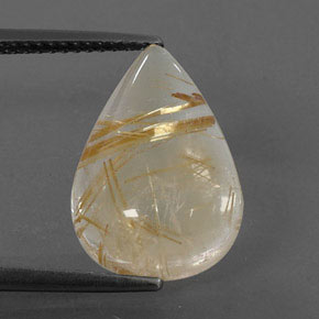6.38캐럿 천연 무색 골든 루틸 쿼츠, 배 모양, 16.7×11.7 mm, 투명한