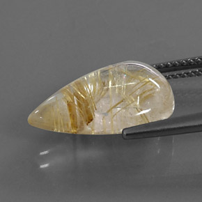 6.38캐럿 천연 무색 골든 루틸 쿼츠, 배 모양, 16.7×11.7 mm, 투명한
