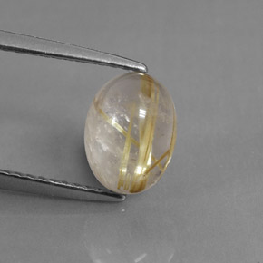 1.75캐럿 천연 무색 골든 루틸 쿼츠, 투명한, 8.6×6.5 mm, 투명/반투명