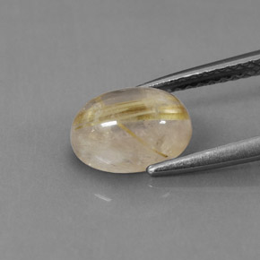 1.75캐럿 천연 무색 골든 루틸 쿼츠, 투명한, 8.6×6.5 mm, 투명/반투명