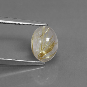 1.24캐럿 천연 무색 골든 루틸 쿼츠, 투명한, 7.9×6 mm, 투명/반투명