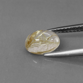 1.24캐럿 천연 무색 골든 루틸 쿼츠, 투명한, 7.9×6 mm, 투명/반투명