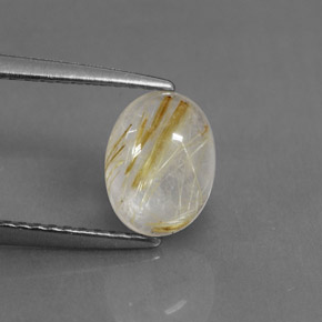 1.51캐럿 천연 무색 골든 루틸 쿼츠, 투명한, 8.3×6.2 mm, 투명/반투명