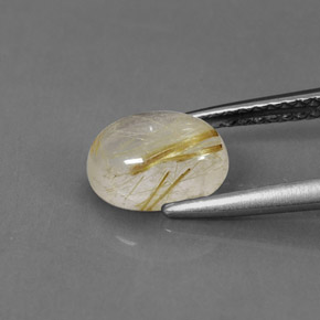 1.51캐럿 천연 무색 골든 루틸 쿼츠, 투명한, 8.3×6.2 mm, 투명/반투명