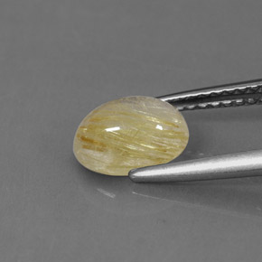 1.30캐럿 천연 무색 골든 루틸 쿼츠, 투명한, 8.1×6.2 mm, 투명/반투명
