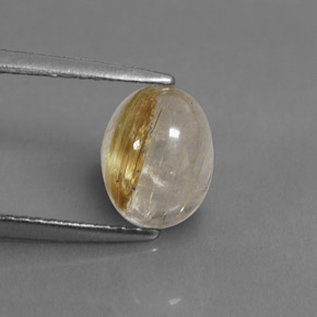 1.77캐럿 천연 무색 골든 루틸 쿼츠, 투명한, 8.4×6.6 mm, 투명/반투명